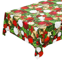 Tovaglia Cucina Natalizia Campanelle Palline Natale Plastificata Antimacchia Moderna - 140x550 Cm
