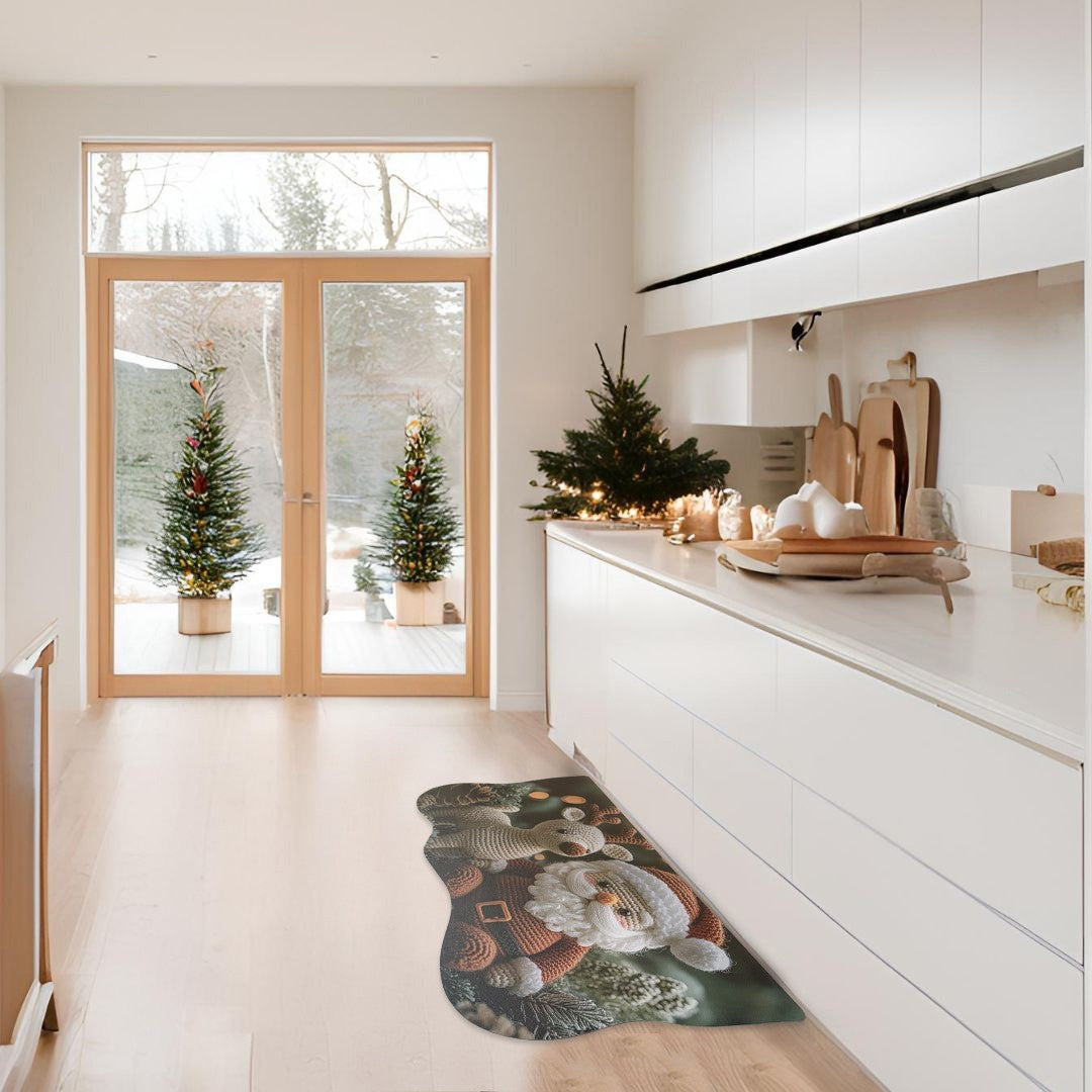 Tappeto Cucina Natale Gomma Pvc 50x90 Cm Moderno Antimacchia Antiscivolo Addobbi Natalizi (D)