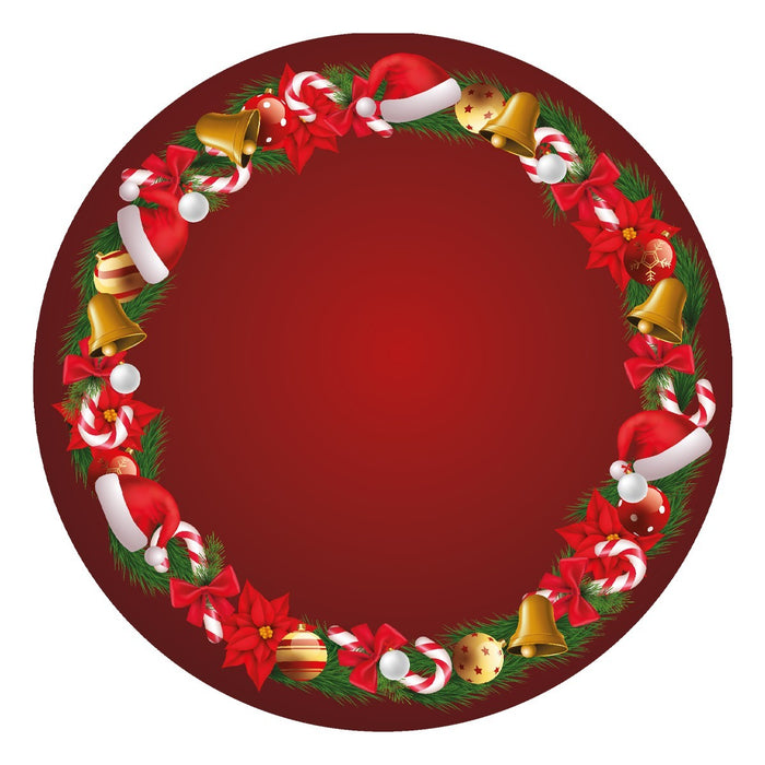 Tappeto Sotto Albero Natale Rotondo 100 Cm Addobbi Decoro Ingresso Natalizio Base Regali Dis C