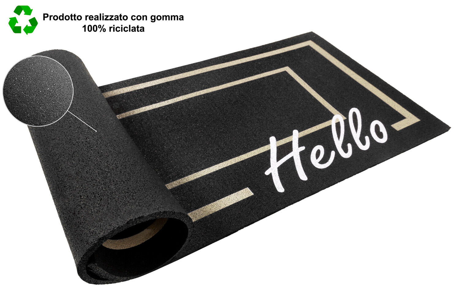 Zerbino Gomma Ecologica Ingresso Porta 25x60 cm Salvagradino Asciugapassi Antiscivolo Dis_F