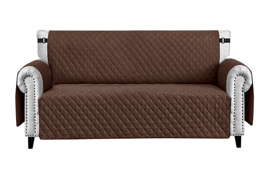 Copridivano Impermeabile Tasche Laterali Proteggi Divano Antimacchia Antiscivolo 3 Posti Marrone