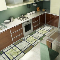 Tappeto Cucina Bordato Antiscivolo 57x280 Cm Moderno Passatoia Colori Accesi Marmorizzato Verde