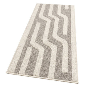 Tappeto Cucina A Righe 57x240 Cm 3D Morbido Bordato Passatoia Ingresso Assorbente Antiscivolo Beige