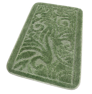 Tappeto Bagno Damascato Scendiletto Camera 50x110 Cm Morbido Assorbente Antiscivolo Verde