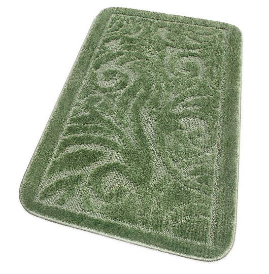 Tappeto Bagno Damascato Scendiletto Camera 50x110 Cm Morbido Assorbente Antiscivolo Verde
