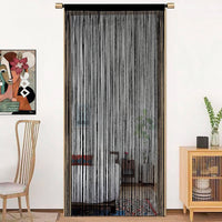 Tenda a Fili Elegante Per Porte Finestre Pannello 100x200 Cm Divisorio Camere Stanze Ambienti Nero