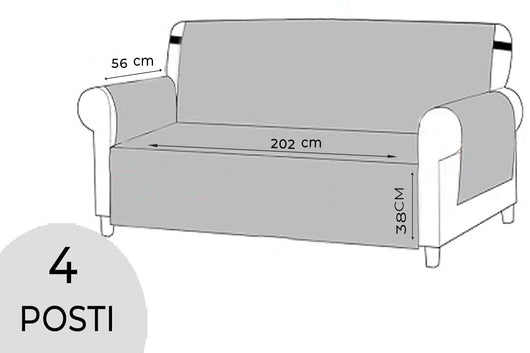 Copridivano Impermeabile Tasche Laterali Proteggi Divano Antimacchia Antiscivolo 4 Posti Marrone