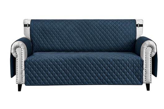 Copridivano Impermeabile Tasche Laterali Proteggi Divano Antimacchia Antiscivolo 2 Posti Blu