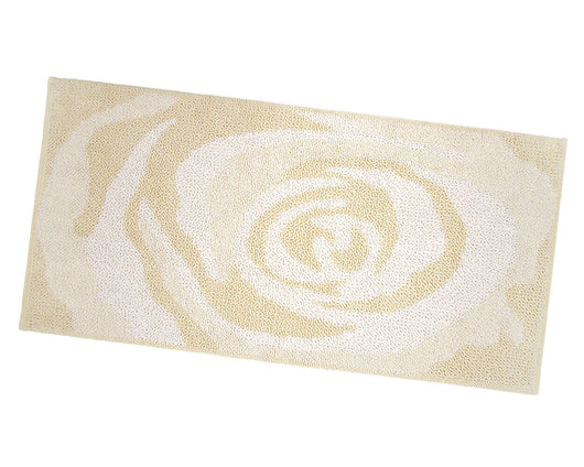 Tappeto Bagno Scendiletto 65x140 cm Puro Cotone Rosa Elegante Assorbente Antiscivolo Crema
