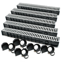 Set 5 grondaie da 1 mt copertura griglia 1,5 ton ghisa drenaggio evacuazione acque reflue 16_0001701