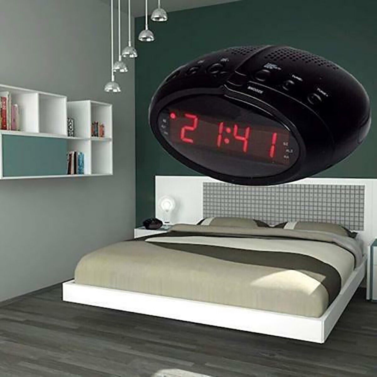 RADIO SVEGLIA DIGITALE DISPLAY LED ROSSO RADIOSVEGLIA COMODINO FM CR-2466