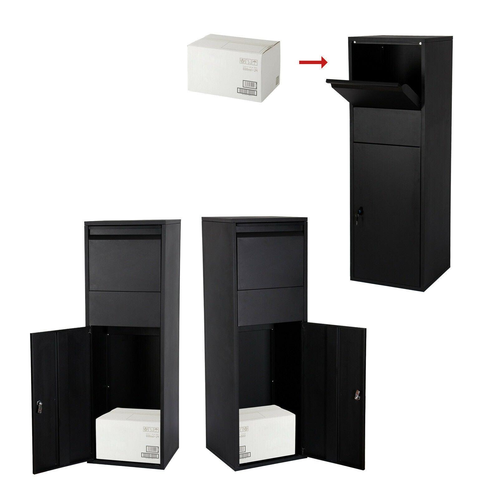 Cassetta postale per pacchi con serratura e supporto per pacchi postali 46 x 45 x 140 cm nero 16_0000115