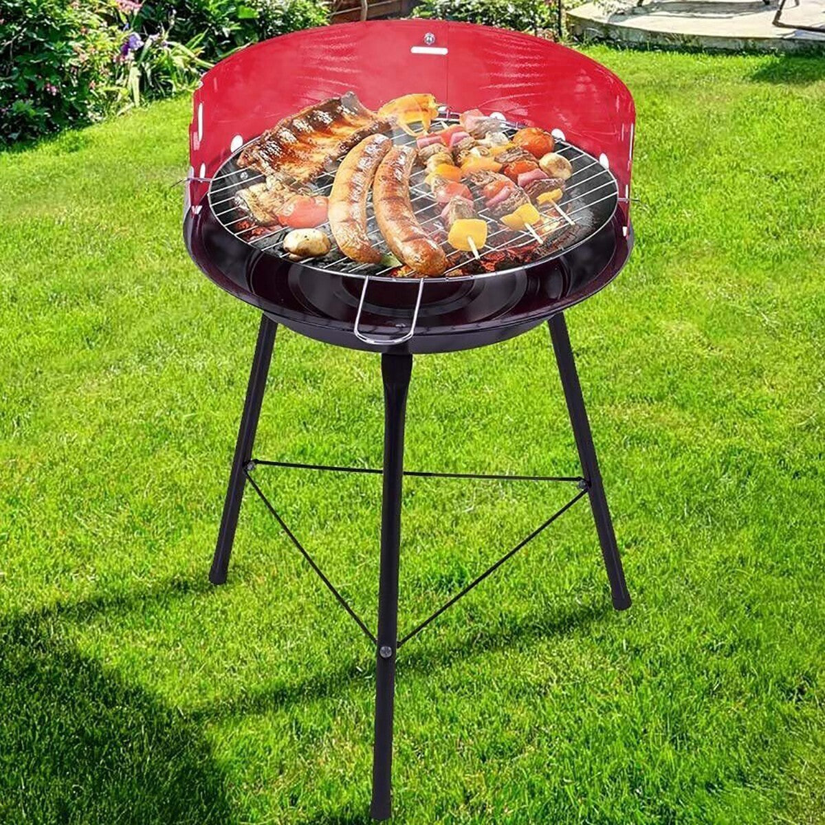 BARBECUE TONDO A CARBONELLA 33CM CON GRIGLIA REGOLABILE TRE POSIZIONI BBQ