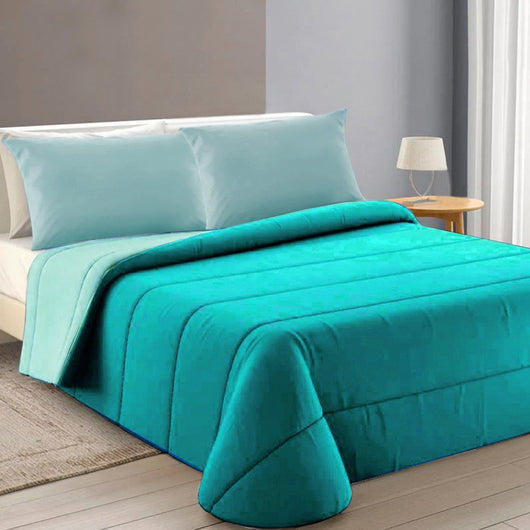 Trapunta Piumone Invernale DoubleFace 250gr Coperta Calda Letto Matrimoniale Made In Italy Turchese