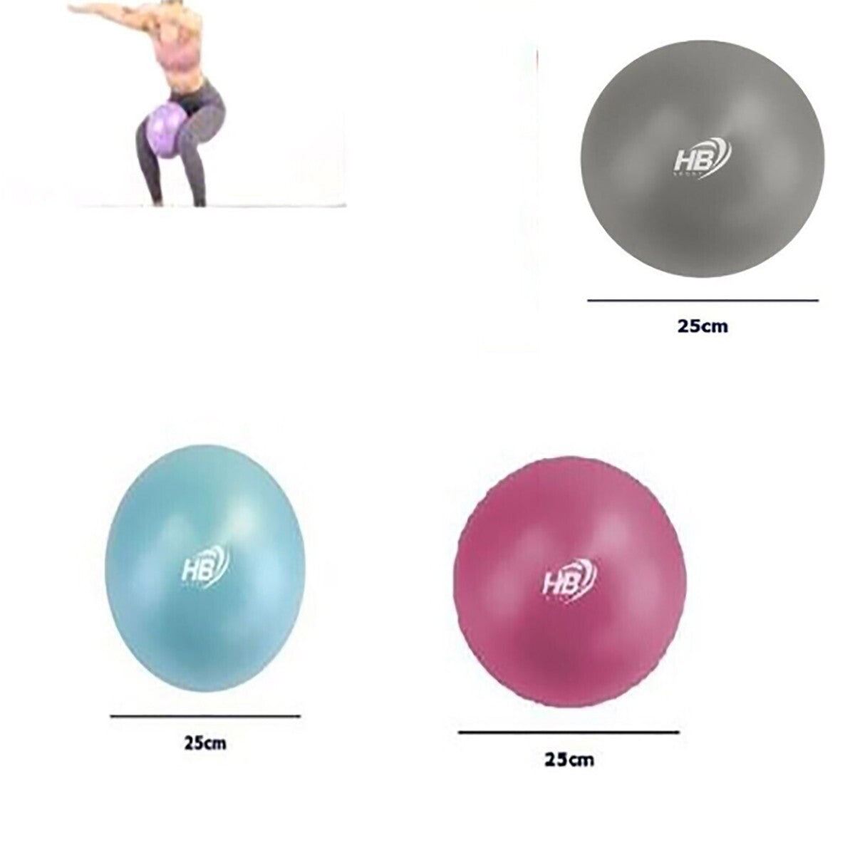 MINI SOFTBALL PALLA PER ESERCIZI ADDOMINALI YOGA PILATES FITNESS PALESTRA 25CM