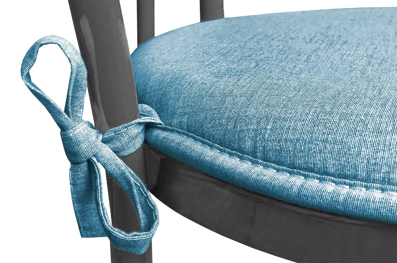 Set 4 Cuscini Sedia Blu Rotondi Cotone Lavabili Morbidi Coprisedia Tondo Tinta Unita Pastello