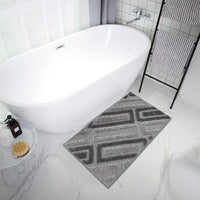 Tappeto Bagno 50x110 Cm Moderno Morbido Soffice Assorbente Asciugapassi Antiscivolo Lavabile Grigio