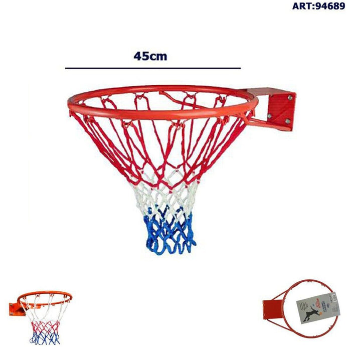 CANESTRO BASKET PALLA PARETE DIAMETRO 45 CM IN METALLO CON RETE 94689