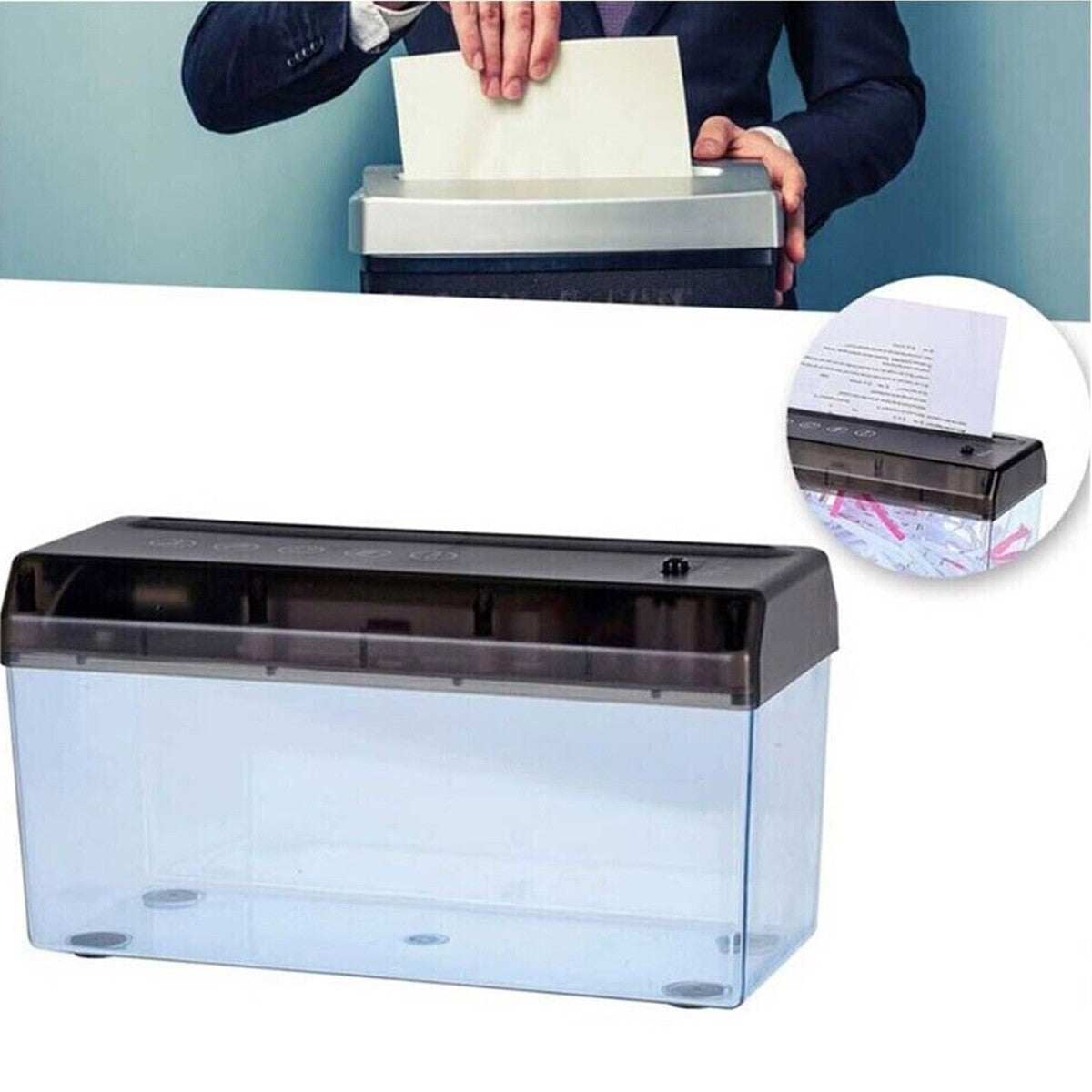 DISTRUGGI DOCUMENTI ELETTRICO TRITA FOGLI A4 DA SCRIVANIA PORTATILE TAGLIACARTA