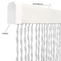 Tenda Antimosche Filo Intrecciato Gomma PVC Moschiera Finestra Porta Ingresso Trasparente - 100x220 Cm 