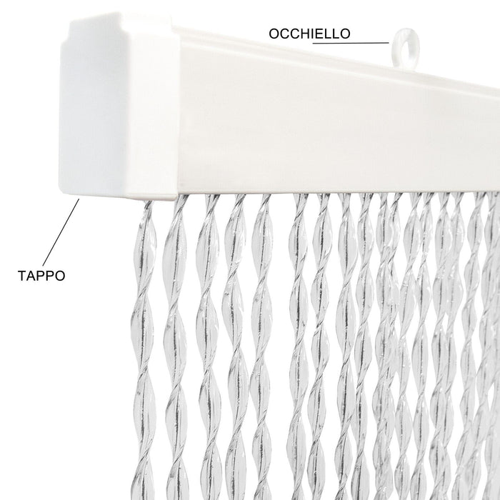 Tenda Antimosche Filo Intrecciato Gomma PVC Moschiera Finestra Porta Ingresso Trasparente - 100x220 Cm 