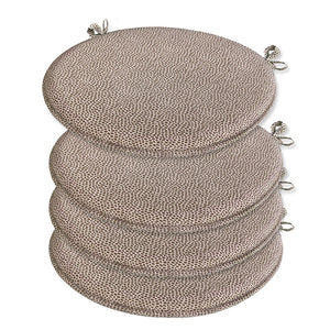 Set 4 Cuscini Sedia Maculati Rotondi Cotone Con Lacci Lavabili Morbidi Coprisedia Tondo Marrone