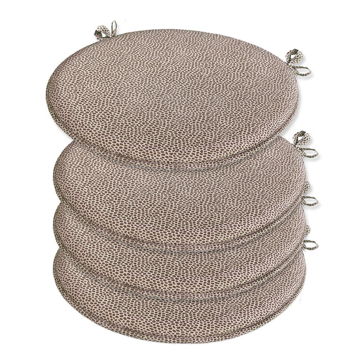 Set 4 Cuscini Sedia Maculati Rotondi Cotone Con Lacci Lavabili Morbidi Coprisedia Tondo Marrone