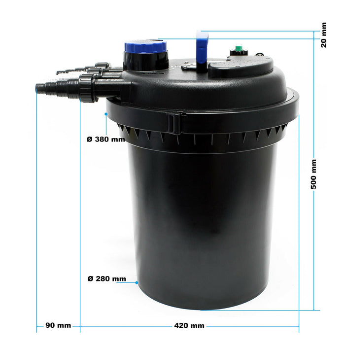 Filtro UV per stagno a pressione 11 Watt 10000 litri facile pulizia 16_0001936