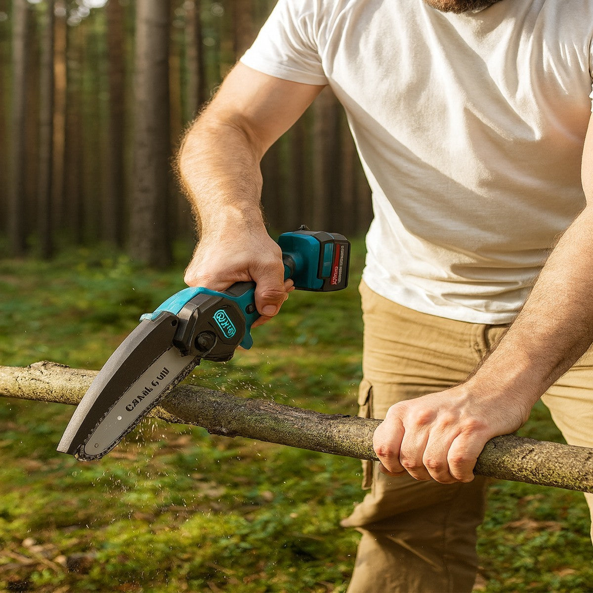 MINI MOTOSEGA 8" PORTATILE RICARICABILE A BATTERIA 88V POTATURA LEGNO 08205