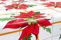 Tovaglia Natalizia Copritavolo Antimacchia Plastificata Retro Felpato Stella Di Natale - 140x140 cm