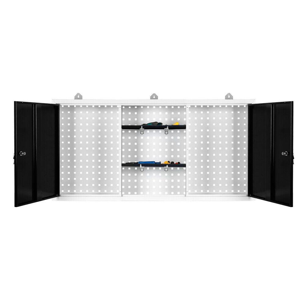 Armadio portautensili da parete grigio ripiano portautensili da officina 120 cm bianco nero 16_0002549