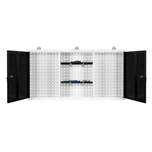 Armadio portautensili da parete grigio ripiano portautensili da officina 120 cm bianco nero 16_0002549