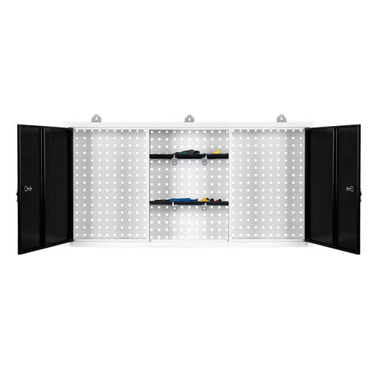 Armadio portautensili da parete grigio ripiano portautensili da officina 120 cm bianco nero 16_0002549