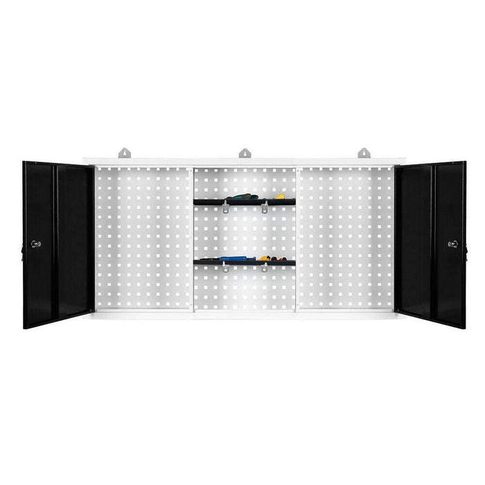 Armadio portautensili da parete grigio ripiano portautensili da officina 120 cm bianco nero 16_0002549