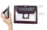 FARETTO 24 LED SOLARE ESTERNO LAMPADA GIARDINO FARETTI SENSORE MOVIMENTO LUCE