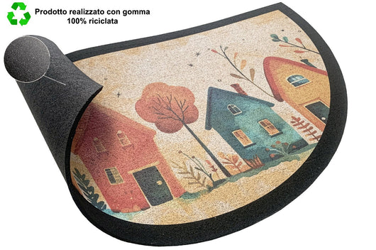 Zerbino Gomma Sostenibile 40X70 Antiscivolo Ingresso Interno Esterno Moderno Semiluna Dis.MC