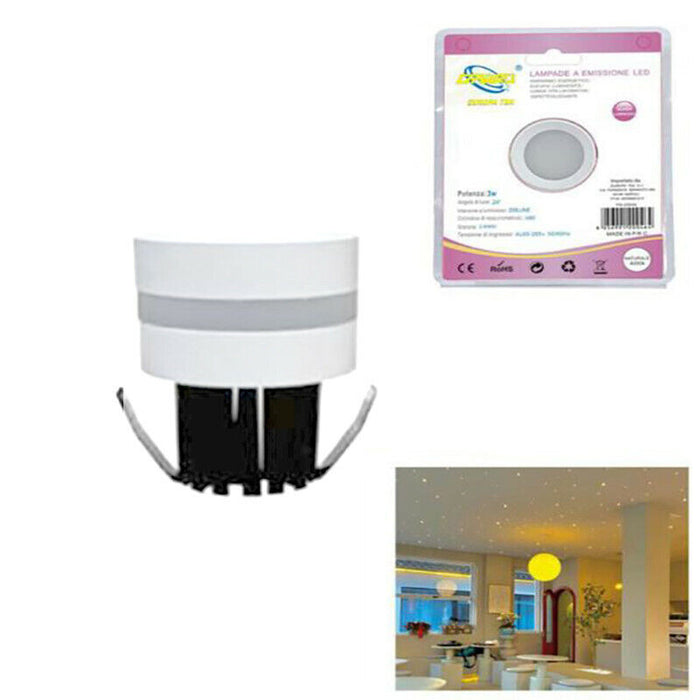 MINI FARETTO LED 3W SOFFITTO TONDO INCASSO MOLLA 4CM LED BIANCO NATURALE 4000K