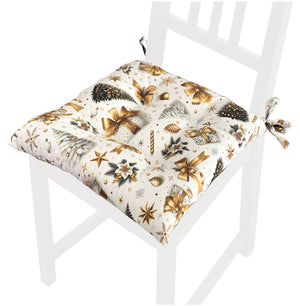 Set 4 Cuscini Sedia Natalizi Cotone Morbidi Universali Coprisedia Natale Imbottitura Ovatta Dis A