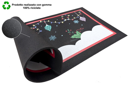 Zerbino Natalizio Gomma Sostenibile 40x70 Cm Asciugapassi Natale Ingresso Antiscivolo Dis.B