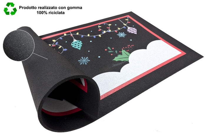 Zerbino Natalizio Gomma Sostenibile 40x70 Cm Asciugapassi Natale Ingresso Antiscivolo Dis.B