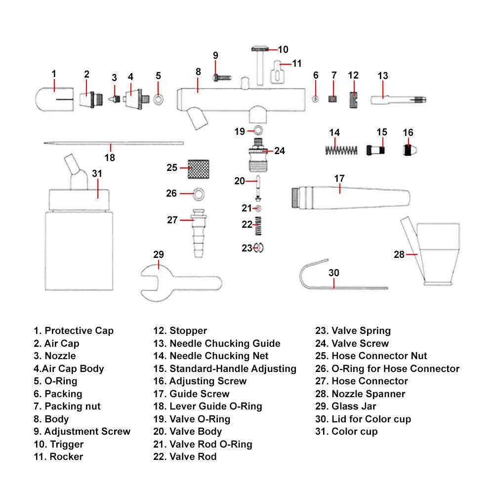 Pressione modello aerografo professionale: max. Doppia regolazione 3,4 bar 16_0000785