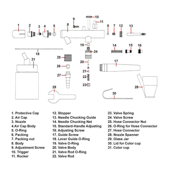 Pressione modello aerografo professionale: max. Doppia regolazione 3,4 bar 16_0000785
