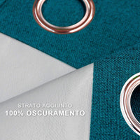 Tenda 100% Oscurante Porta Finestra 1 Pannello 140x280 Cm Isolante Termica Coprente Blu Petrolio