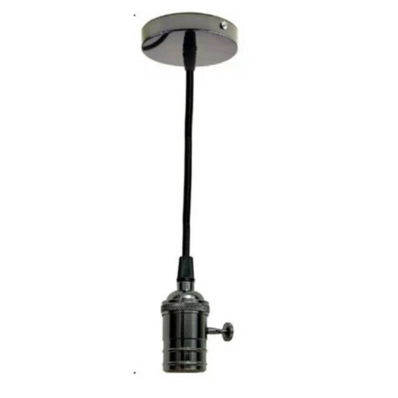 PORTALAMPADA LAMPADARIO SOSPENSIONE SOFFITTO PENDENTE VINTAGE 2MT NERO PERLA