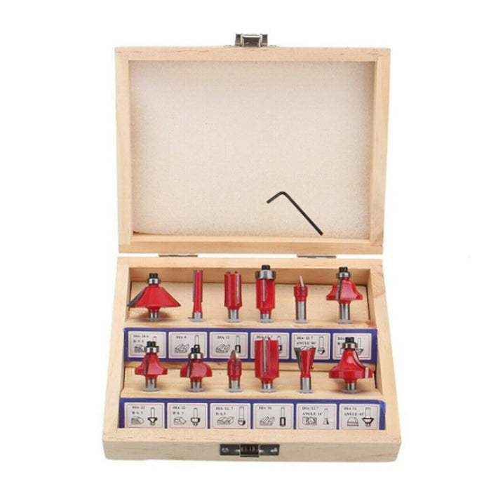 SET 12 FRESE FRESA PER LEGNO SCANALARE RIFILARE SANALATURE FRESATRICE 6.35 mm