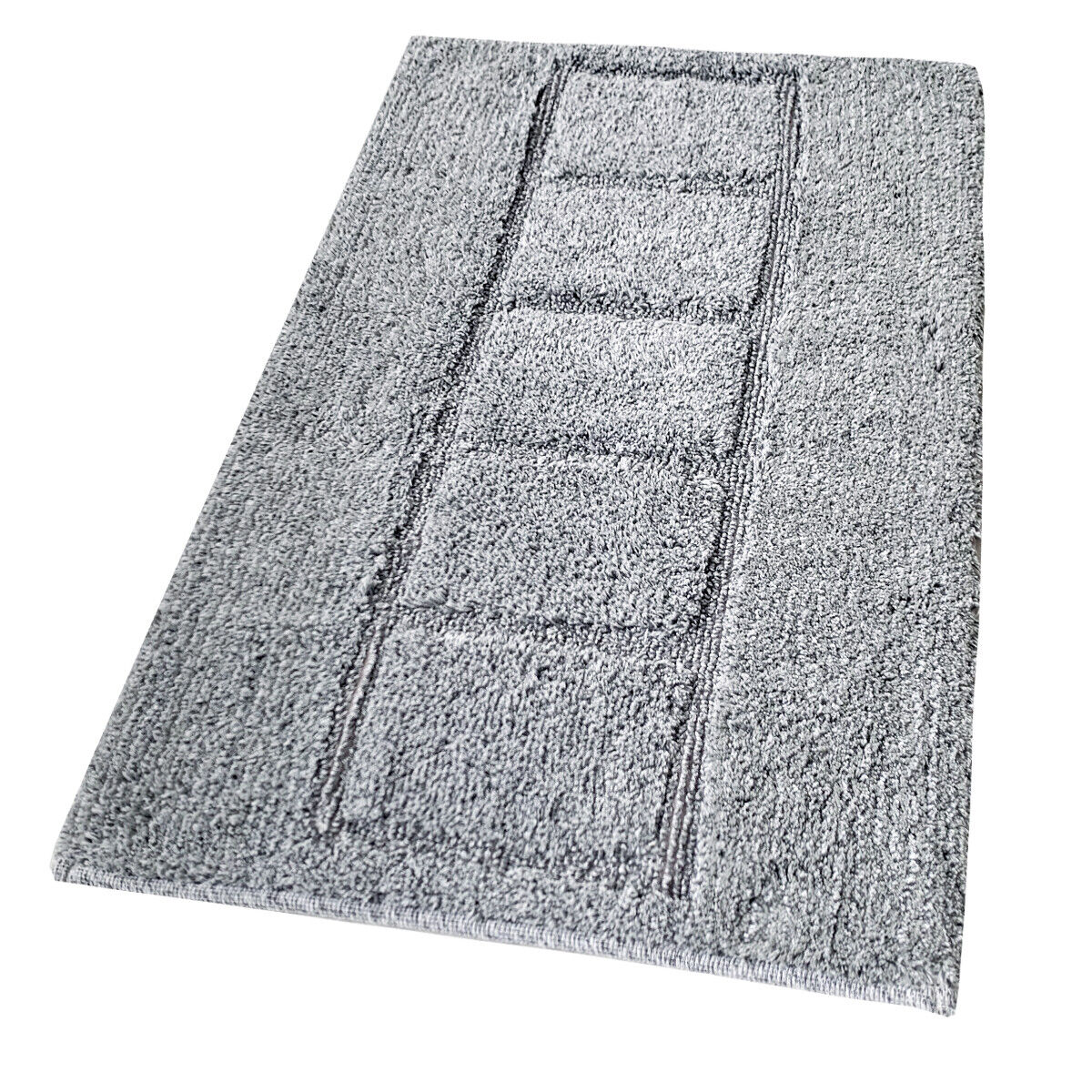 Tappeto Bagno Cotone Shaggy 55x90 Cm Grigio Scendiletto Camera Morbido Assorbente Antiscivolo