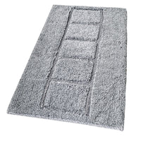 Tappeto Bagno Cotone Shaggy 55x90 Cm Grigio Scendiletto Camera Morbido Assorbente Antiscivolo