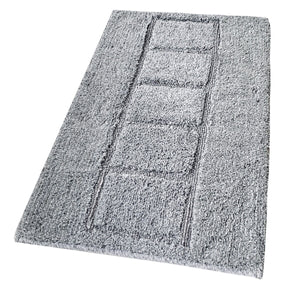 Tappeto Bagno Cotone Shaggy 55x90 Cm Grigio Scendiletto Camera Morbido Assorbente Antiscivolo