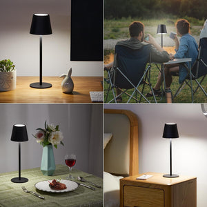 Lampada Touch Led Regolabile Tavolo Abat Jour Comodino Scrivania No Fili Ricaricabile Usb Nera