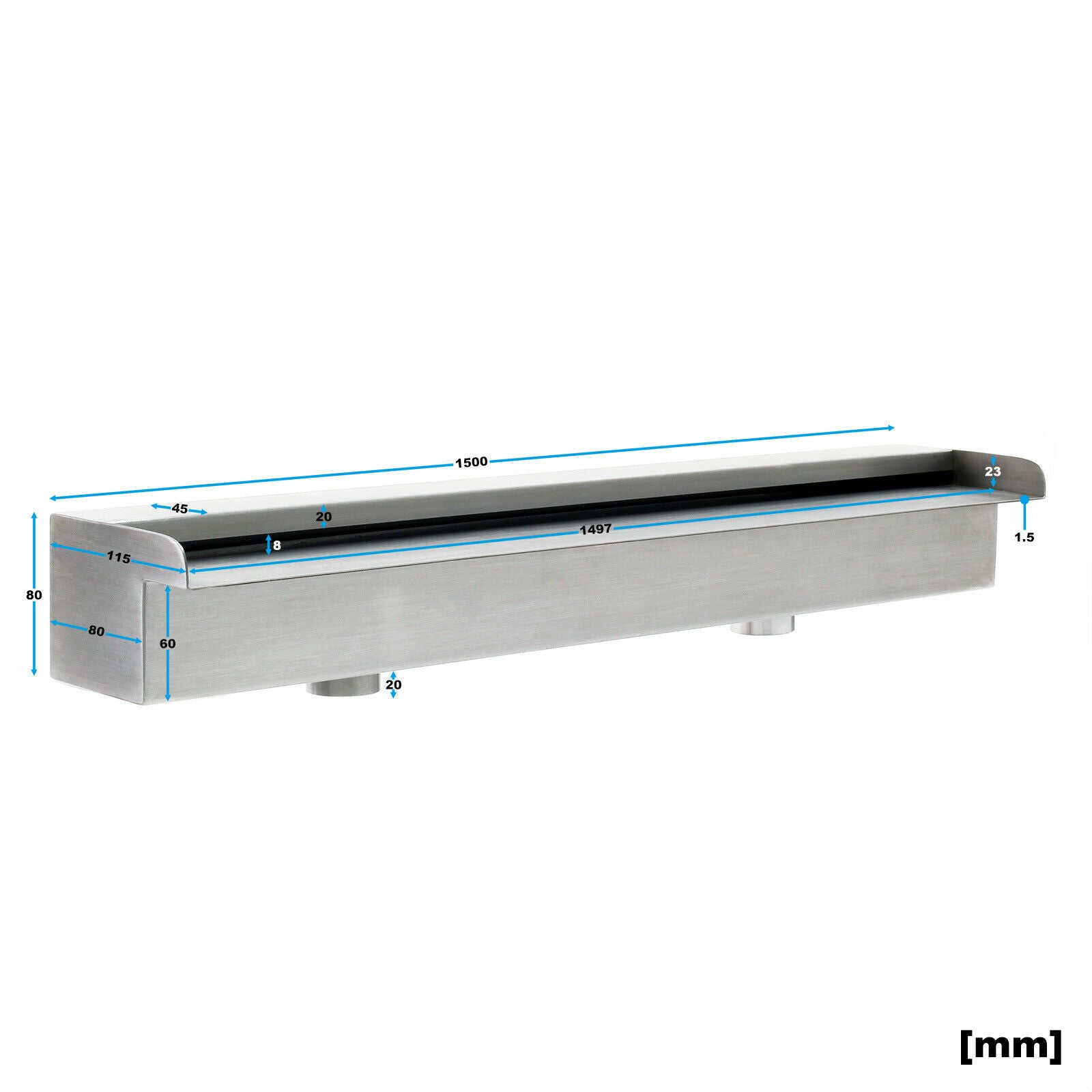 Fontana a cascata a lama d'acqua per piscina laghetto laghetto LED giardino in acciaio raffinato 150 cm 16_0000178